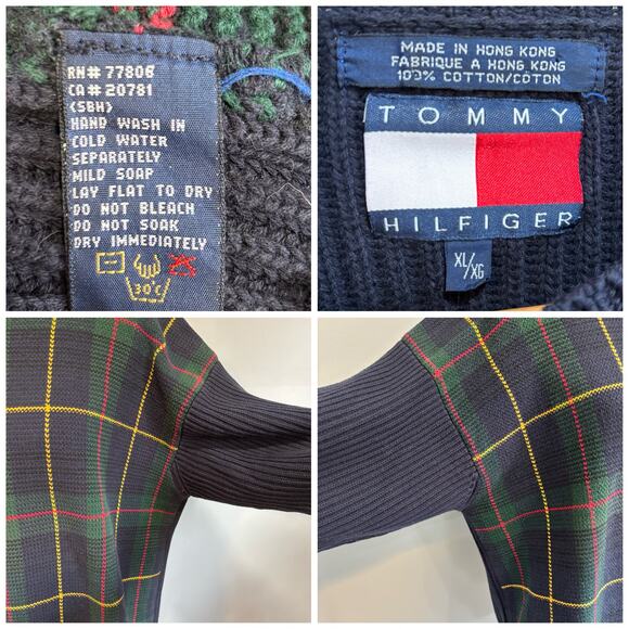 VINTAGE 90s TOMMY HILFIGER PLAID SWEATER, Size XL - Picture 3 of 7